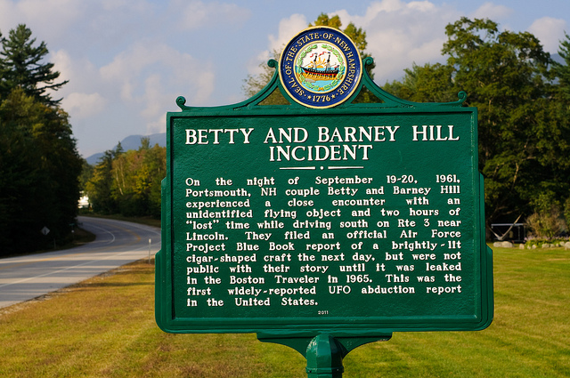 State historical marker describing Betty and Barney Hill incident.
