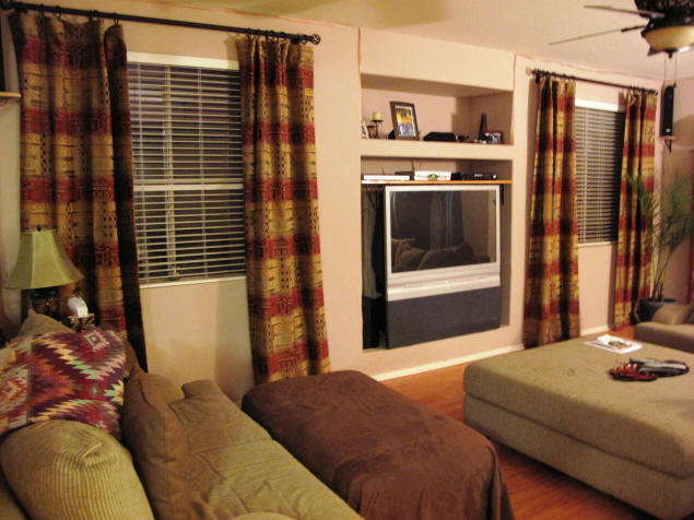 Our family room, with drapes.