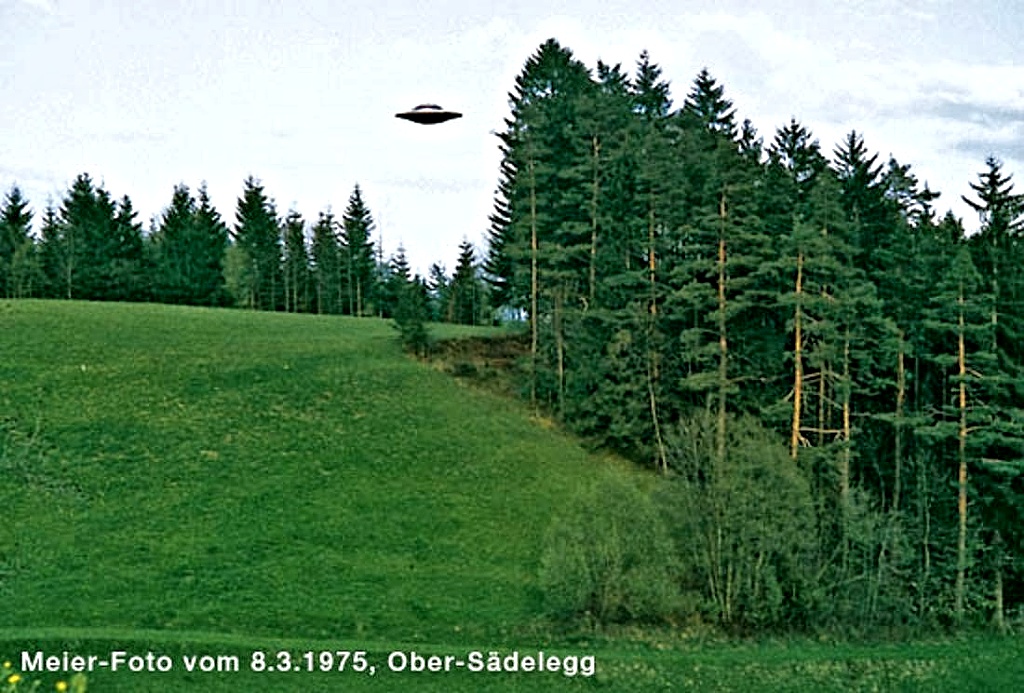 One of the clear photos Billy Meier claims to have taken of a Pleiadian spaceship.