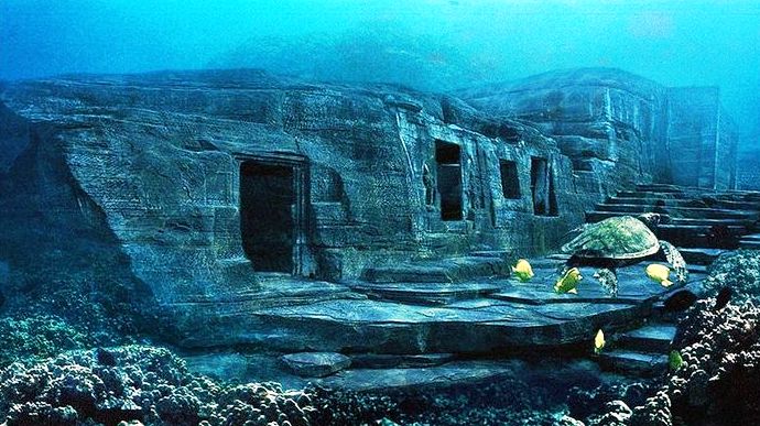 One of the underwater ruins in the Mediterranean Sea. 