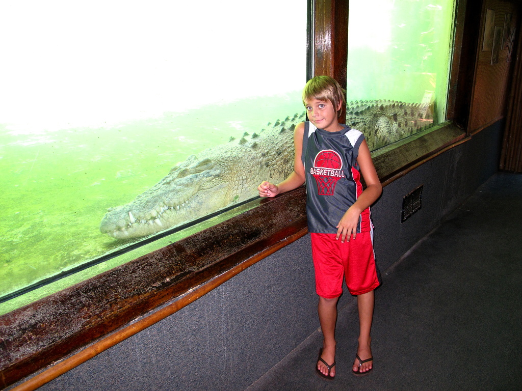 A giant alligator and Zach.