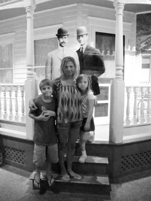 Wilbur and Orville Wright with Zach, Karen and Cailey.