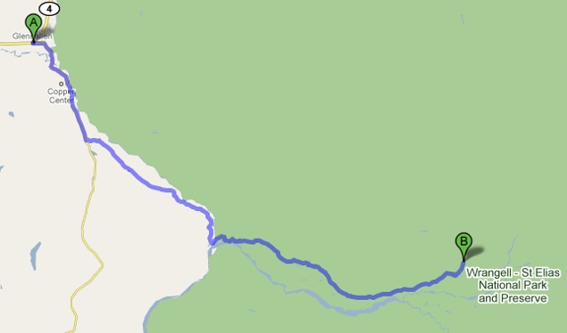 Map: to McCarthy, Alaska