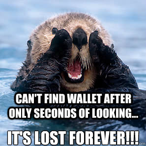 Can't find wallet after only seconds of looking. It's lost forever!!!