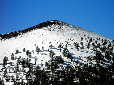 Sunset Crater volcano in winter.