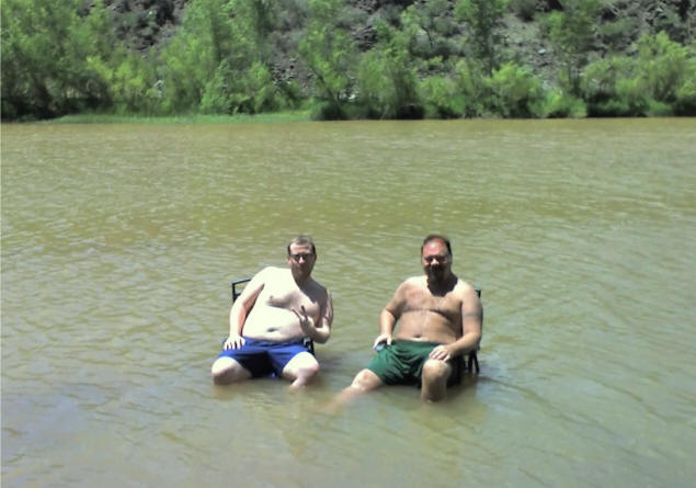 David and Paul in the Verde River.