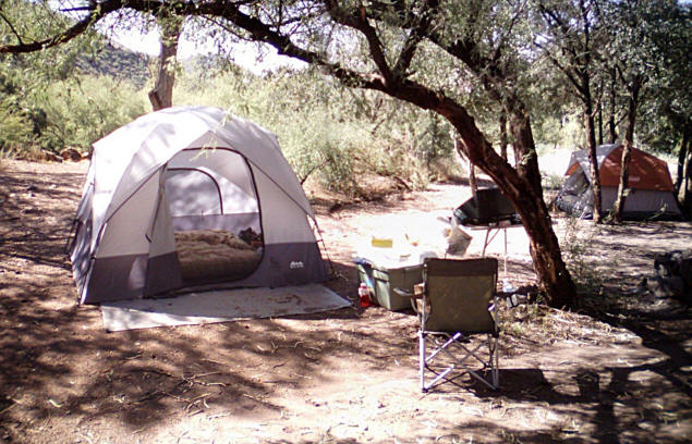 Eddie's tent to the left, ours to the right.