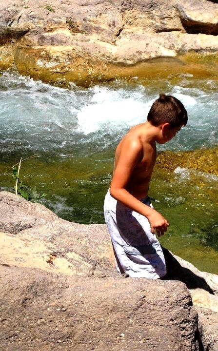 Zach approaching the creek.