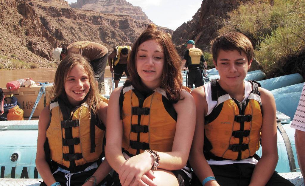 Patricia, Brianna and Zach on the raft.