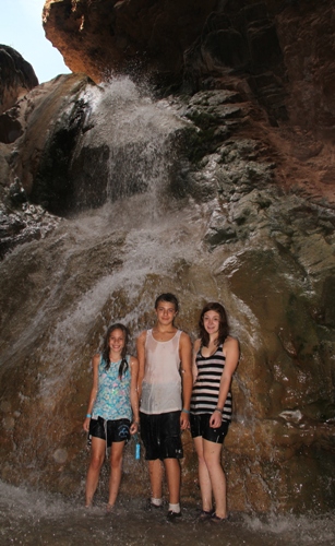 Patricia, Zach and Brianna at Travertine Falls.