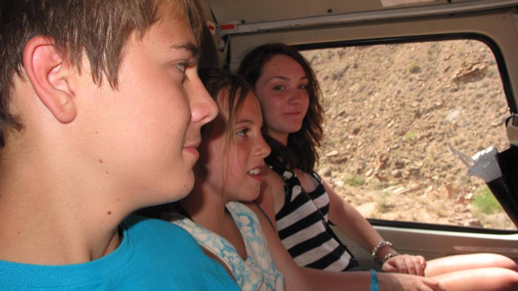 Zach, Patricia and Brianna in the helicopter.
