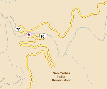Map showing detail of Salt River Canyon Bridge.