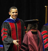 President Obama shakes hands with a non-hugging student.